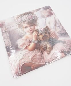 Deimantinė mozaika „Mažoji princesė su šuniuku“ (su rėmeliu)