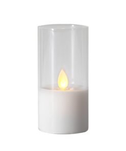 LED žvakė su tikro stiklo gaubtu, 10 cm