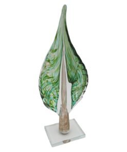 Stiklinė dekoracija „Lapas“, 12×7×32.5 cm Žalias