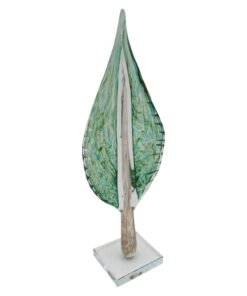 Stiklinė dekoracija „Lapas“, 13×9×41 cm ŽALIAS