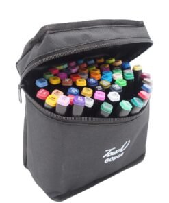 Dvigubi markeriai piešimui ir spalvinimui, 60 vnt. su dėklu