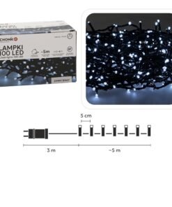 Kalėdinės LED girliandos, 100 LED, šaltai balta šviesa, 5 m
