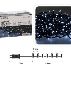 Kalėdinės LED girliandos, 200 LED, šaltai balta šviesa, 10 m
