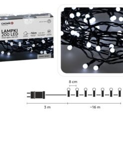 LED girlianda „Ball Lights“ 200 LED, šaltai balta, 16 m