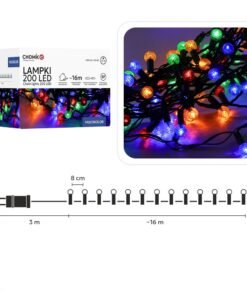 LED girlianda „Cherry Ball“ 200 LED, multispalvė, 16 m