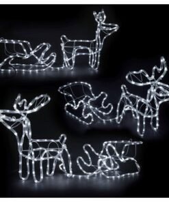 LED šviečianti elnių ir rogių dekoracija – 120 cm