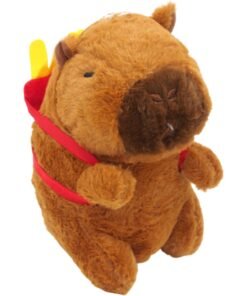 Minkštas pliušinis žaislas kapibara su bulvyčių kuprine