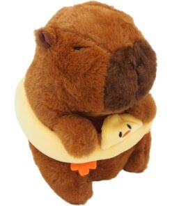 Minkštas pliušinis žaislas kapibara su geltonu plūduru