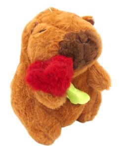 Minkštas pliušinis žaislas kapibara su širdelės gėle