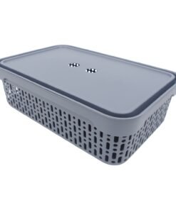 Plastikinė dėžė su dangčiu 40×30×13 cm PILKA