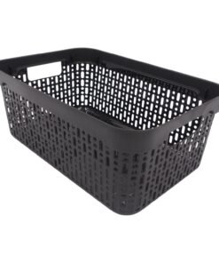 Plastikinė dėžutė su skylutėmis, 30 × 20 × 12 cm JUODA
