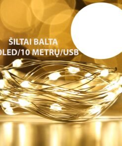 Šiltai balta LED girlianda su USB jungtimi, 10 m, 100 LED