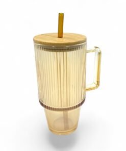 Stiklinis puodelis su šiaudeliu "BAMBOO"