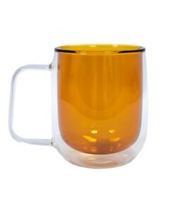 Dviejų sienelių stiklinis puodelis su rankenėle, 450 ml