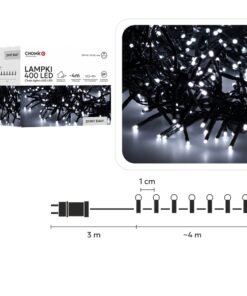 LED girlianda 400 LED, 4 m, šaltai balta