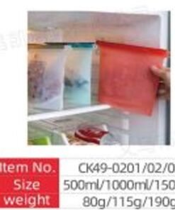 Daugkartinis silikoninis maišelis maistui – 1000 ml