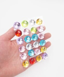 Dekoratyviniai lipnūs kristalai, SPALVOTI 2 cm, 24 vnt.