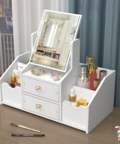 Medinė kosmetinė su veidrodžiu