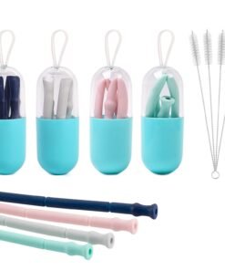 Silikoninis šiaudelis su dėklu