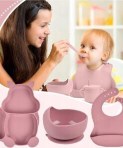 Silikoninis valgymo rinkinys vaikams - Kreminė
