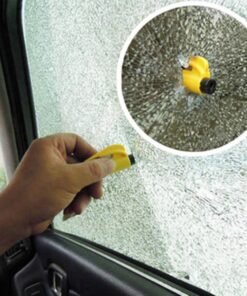 Stiklo plaktukas "ResQme" su saugos diržo nupjovimo peiliu