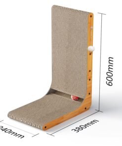 Vertikali kačių draskyklė su mediniu rėmu ir žaisliuku