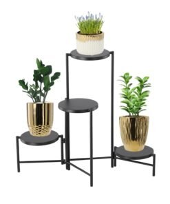 4 lygių stovas gėlėms ir augalams 60 × 43 × 60 cm, juodas