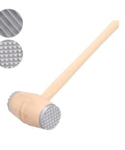 Medinis mėsos plaktukas su metaliniais antgaliais