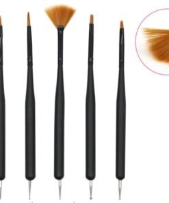 Dvipusių nagų dailės teptukų rinkinys, 5 vnt.