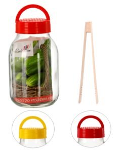 Stiklainis 3 L su plastikiniu dangteliu ir žnyplėmis