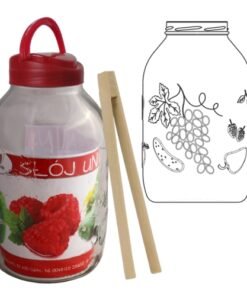 Stiklainis 5 L su plastikiniu dangteliu ir žnyplėmis