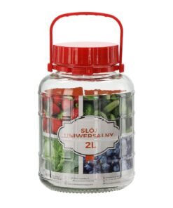 Stiklinis universalus stiklainis 2 L su plastikiniu dangteliu
