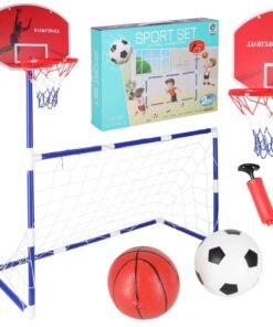 2in1 sporto rinkinys vaikams – futbolo vartai ir krepšinio lenta
