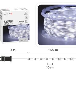 LED švieselių girlianda ant ritės 1000 LED, 100 m, šaltai balta