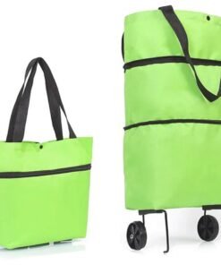 Sulankstomas krepšys su ratukais ŽALIAS