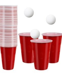 Puodelių ir kamuoliukų rinkinys žaidimams (beer pong)