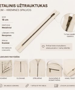 Metalinis užtrauktukas 18 cm – baltos spalvos
