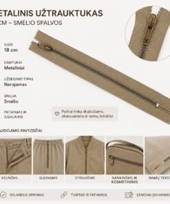 Metalinis užtrauktukas 18 cm – smėlio spalvos