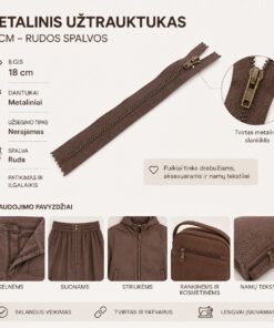 Metalinis užtrauktukas 18 cm – tamsiai rudos spalvos