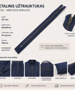 Metalinis užtrauktukas 24 cm – mėlynos spalvos