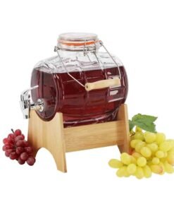Stiklinė gėrimų statinaitė su kraneliu ir bambukiniu stovu, 3 l