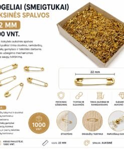 Žiogeliai (smeigtukai) auksinės spalvos 22 mm – 1000 vnt.