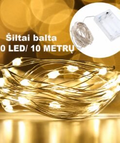Šiltai balta LED girlianda, 100 LED, 10 m AA
