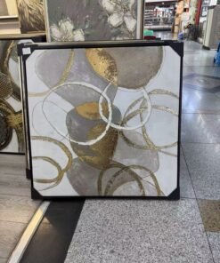 „Auksinė geometrija“ modernus abstraktus paveikslas, 80 × 80 cm