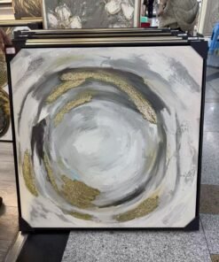 „Auksinis sūkurys“ abstraktus paveikslas, 80 × 80 cm