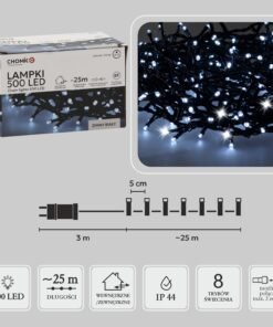 LED girlianda, 500 LED, 28 m, šaltai balta