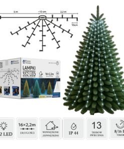 LED girlianda su žiedu, 16 × 2,2 m, 352 LED, šaltai balta