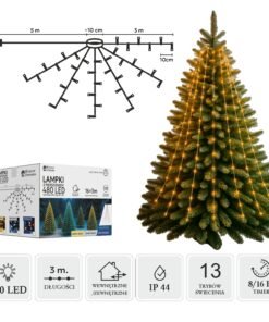 LED girlianda su žiedu, 3 m, 480 LED, šiltai balta