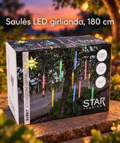 saulės energijos LED girlianda „bubbly“, 10 LED, 180 cm, įvairiaspalvė