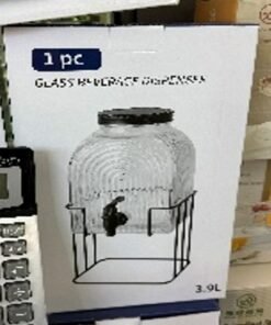 Stiklinė gėrimų talpa su kraneliu ir metaliniu stovu, 3,9 l